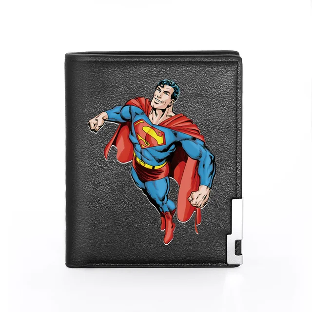 Fashion  America Theme Pu Leather Men Women Short Wallet ID Credit Card Holder Purse BG446-Black