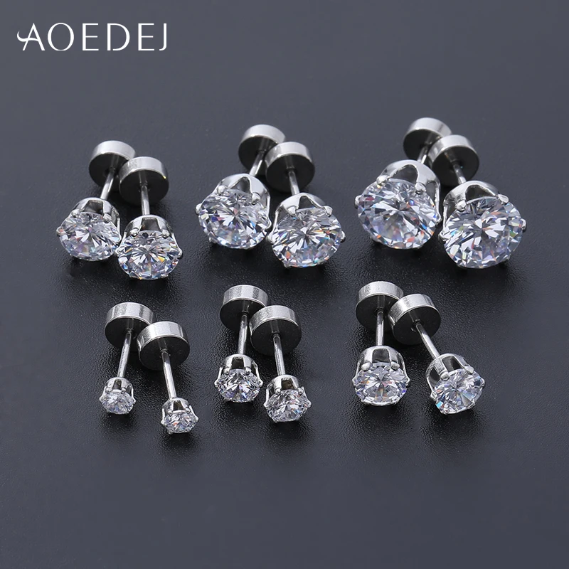 AOEDEJ 12 шт./лот серебряные серьги-гвоздики золотые, розовые серьги украшения для ушного пирсинга кубические циркониевые серьги с кристаллами в виде капель с кристаллами в форме Для женщин Дамская