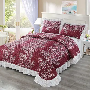 

Plant Pattern Quilted Bedspread 100% Cotton Coverlet Set Skin Friendly Summer Bedspreads Comforter Fabric Coverlet