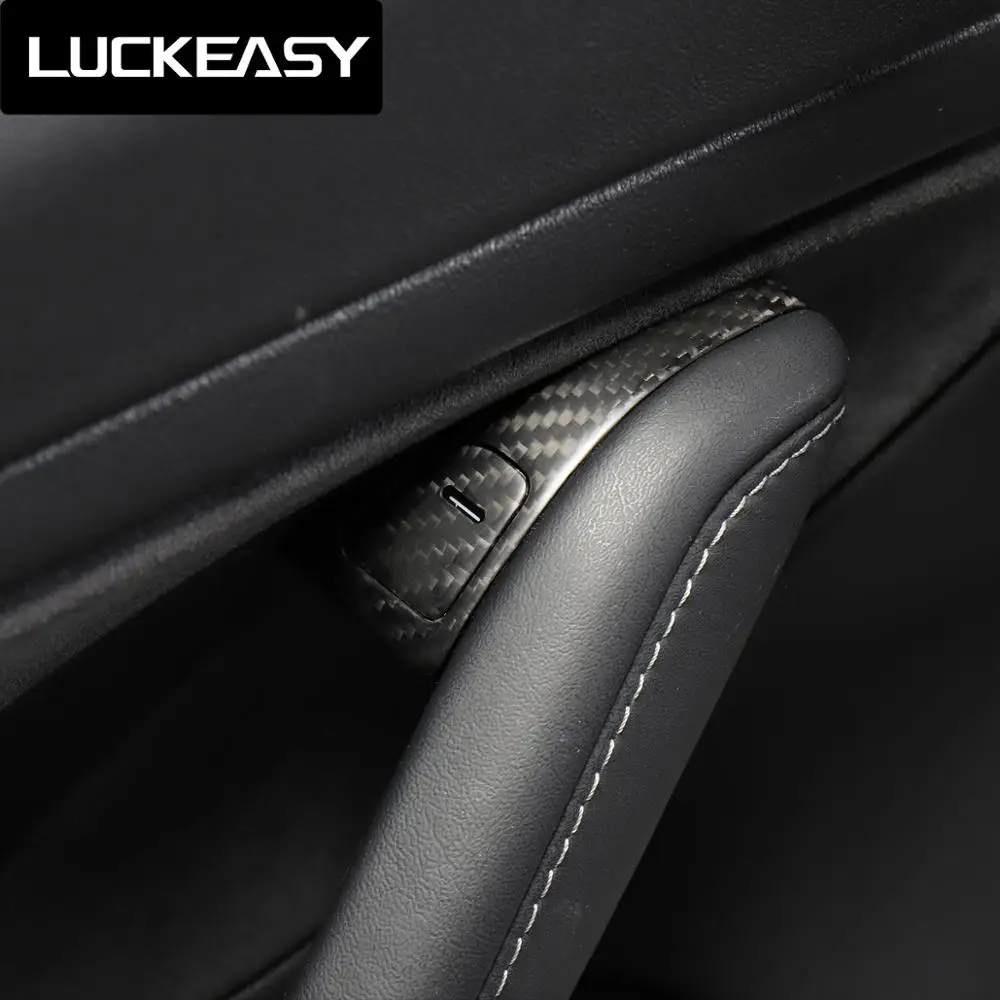 LUCKEASY Car window button modified patch for Tesla Model 3 Car interior accessories door lock decorative patch matte 14pcs/set