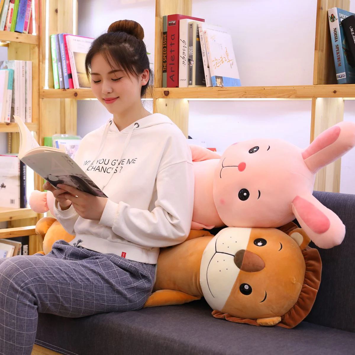 Цилиндрический плюшевые животные длинные средства ухода за кожей Kawaii постоянного обезьянка Банни лягушка Лев мягкие тела подушку компаньон, 4 размера