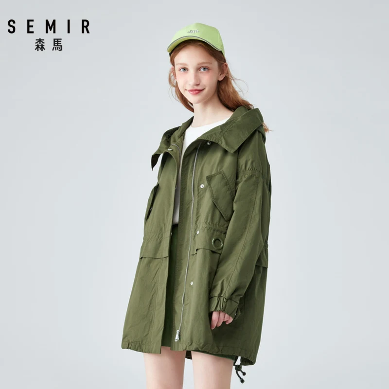 Женский Длинный Тренч SEMIR тонкий ветровка большого размера на осень 2019|Плащи и