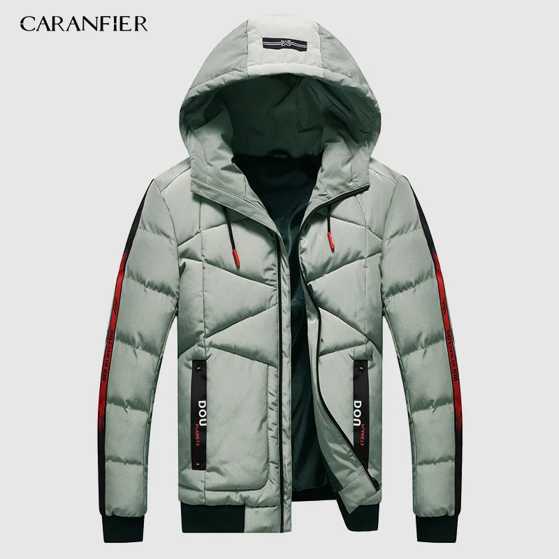 CARANFIER Parka Mens Fashion Men Winter Jacket Coat Hooded Zipper Keep Warm Men Coat Casual Slim Fit Male Overcoat Drop Shipping - Цвет: Зеленый