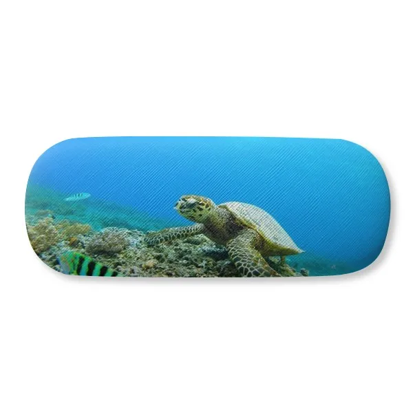 

Ocean Sea Turtle Fish Science Nature Picture Glasses Case Eyeglasses Clam Shell Holder Storage Box