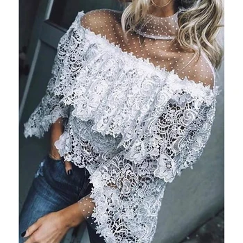

Women's Shirts For Spring Female Stand Collar Three Quarter Sleeve Oversize Fashion Tops Female Elegant Top Autumn Blouse