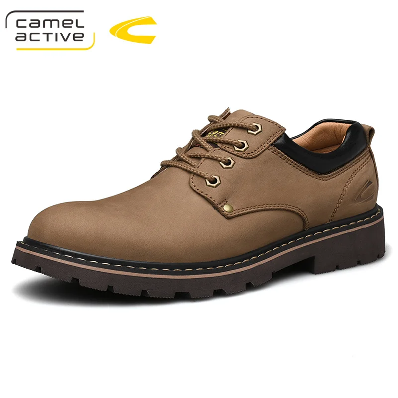 Camel Active/Новинка; мужская повседневная обувь из натуральной кожи; сезон осень; деловая Свадебная обувь в стиле ретро; мягкая мужская обувь из спилка - Color: khkai