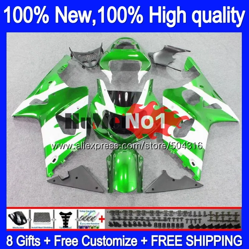 Корпус для SUZUKI GSX-R1000 GSXR1000 1000CC 2000 2001 2002 19MC. 64 зеленый Глянец GSXR-1000 K2 GSX R1000 GSXR 1000 00 01 02 обтекателя - Color: No. 1
