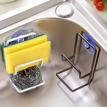 

Metal Suction Cup Sink Drain Rack Wall Sucker Sponge Storage Drying Holder Kitchen Sink Soap Stand Dish Cloth Shelf Organizer
