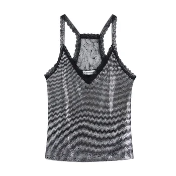 

spring 2020 new women's wear V-neck sleeveless thin lace decorative pearl slice short suspender jacket