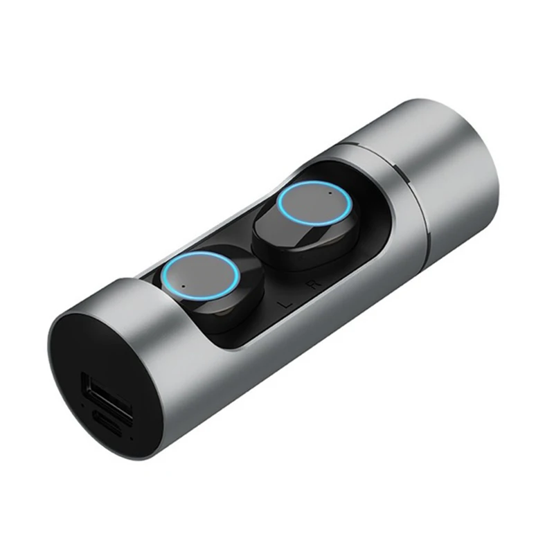 K01 TWS Bluetooth наушники отпечатков пальцев Touch HD стерео беспроводные наушники шумоподавление наушники с микрофоном - Цвет: Серый