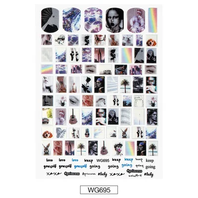 Новейшая WG 690 695 наклейка для дизайна ногтей переводная наклейка штамповка задняя гула DIY Инструменты для украшения ногтей - Цвет: 695