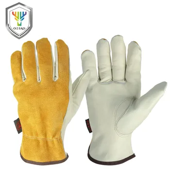 

OZERO P Cowhide Leather Work Gloves Men Working Welding Gloves Safety Protective Garden Sports MOTO Wear-resisting Gloves 1008P
