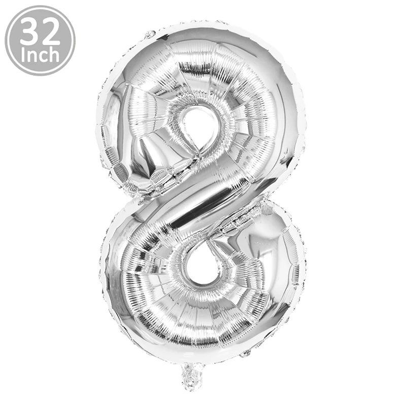 silver 8 Серебряный, розовый с днем рождения Количество воздушных шаров 1st 2 3 4 5 6 7 8 9 10, 16, 18 лет, 21st 30 40 50 вечерние украшения для детей и девочек, носки-тапочки для взрослых - Цвет: silver 8
