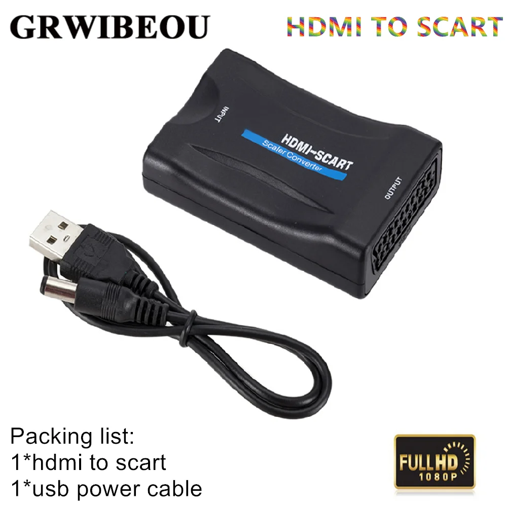  Grwibeou Hdmi a Scart Audio Adattatore Video Hdmi a Scart Converter per Hdtv Sky Box Stb per Smartp