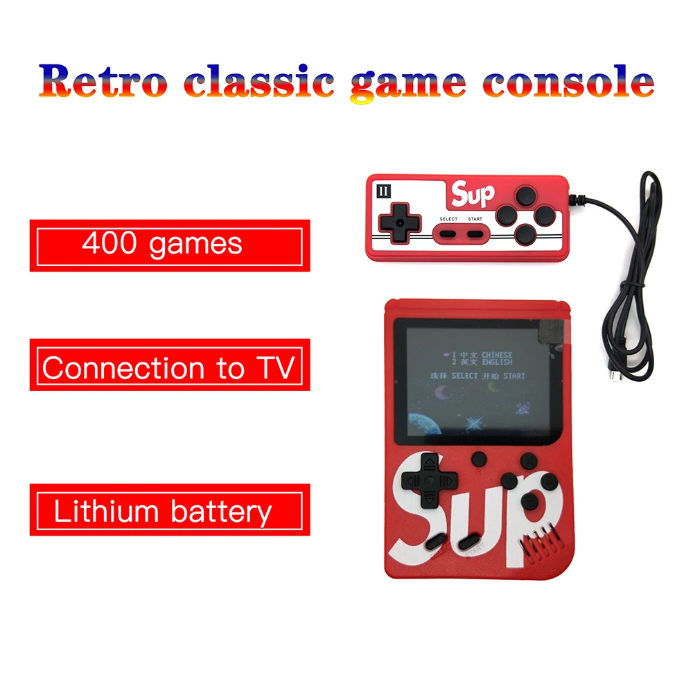 

MRSVI Portable Handheld Game Players Retro Game Console Built-In 400 Games Support 2 Player 8-Bit 3.0 Inch for Child Nostalgic