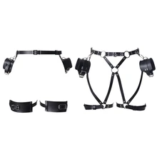Из искусственной кожи ремень-подвязка клетка талии чулки с подтяжками ремень Фетиш наручники готика эластичная Регулировка выдалбливают тело Клетка Ремень
