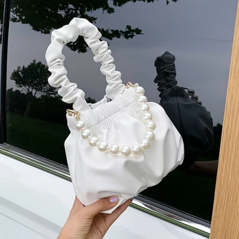 

Folds Design Pear PU Leather Crossbody Bags for Women New Summer Female Shoulder Handbags Solid Color Ladies' Travel Tote Bags