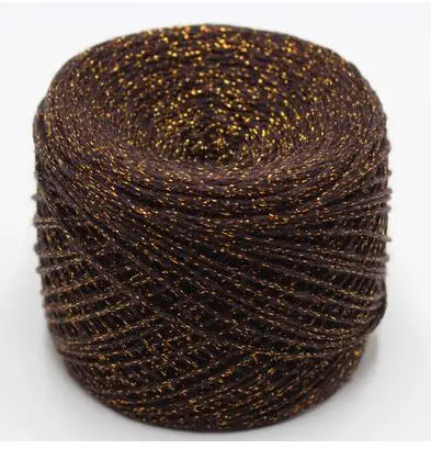 coffee gold 200 г/лот пряжа для вязания и вязания крючком matethread DIY пряжа для вязания крючком металлик+ хлопок металлизированные нитки для ручного вязания - Цвет: coffee gold