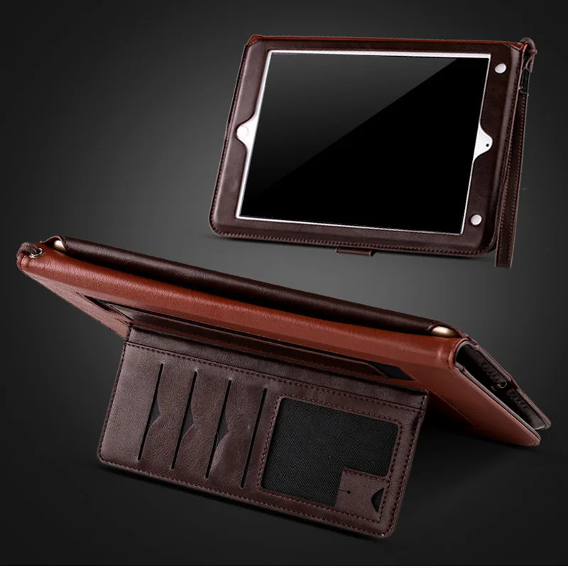

YXAYN Luxury Leather Business Folio Stand Pocket Auto Wake Smart Cover For Apple iPad Air 1 Air 2 Case bag