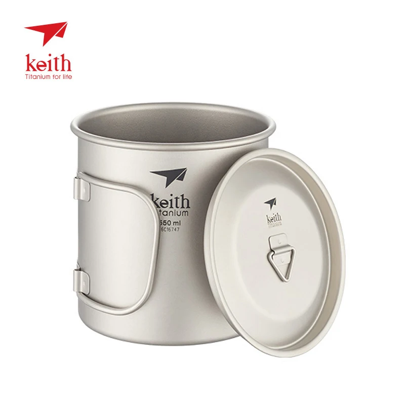 Титановая чашка Keith с складной ручкой для кемпинга походов чая кофе кружка
