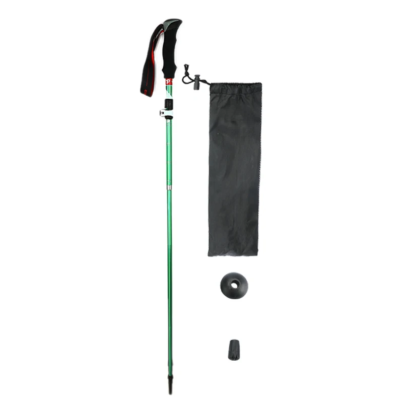 95-125cm Adjustable Anti Shock Walking Sticks Telescopic Trekking Hiking Poles Ultra Walking Cane 5-Sections For Outdoor Sport - Цвет: green 95-110cm