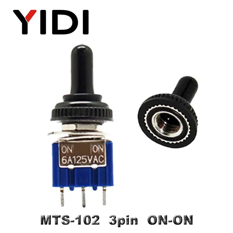 MTS-102 Blue 6A 125VAC мини 6 мм МТС 102 103 202 203 302 303 402 403 рычажный Переключатель ВКЛ/ВЫКЛ SPDT DPDT on off на 3PDT с водонепроницаемой крышкой - Цвет: MTS-102 Blue
