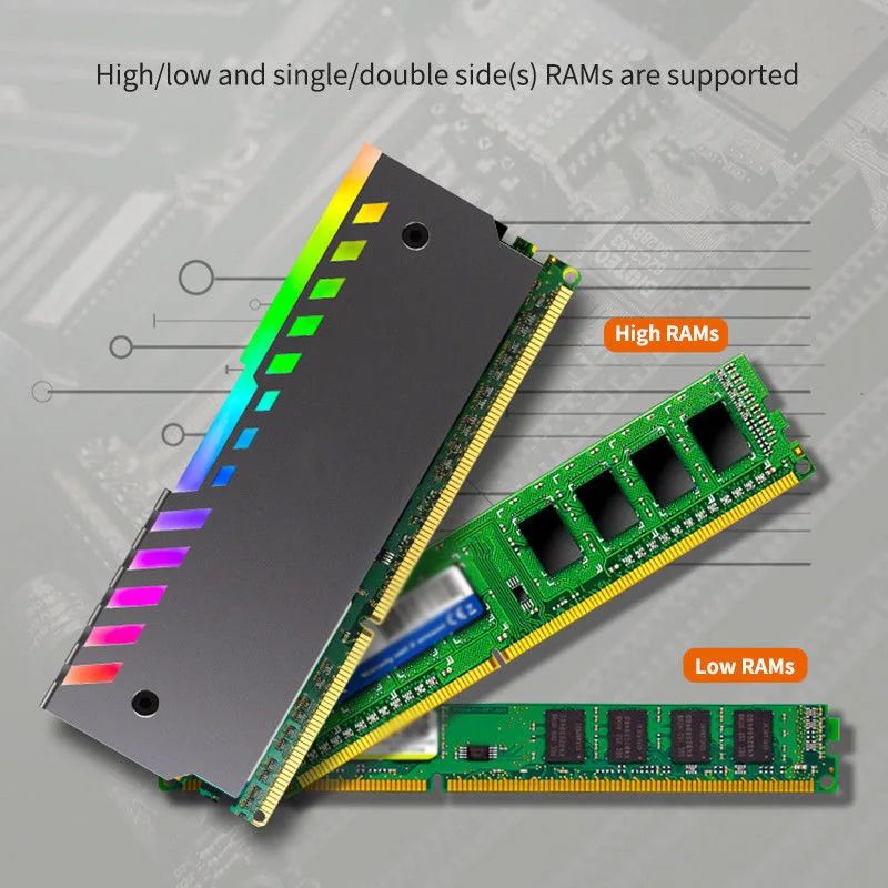 2 шт./компл. 12 см памяти компьютера кулер RAM теплоотвод светодиодный RGB ПК Радиатор одиночный/обе стороны RGB свет несколько цветов
