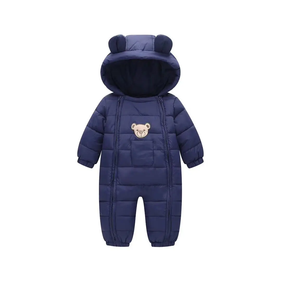 Комбинезоны с медведем для малышей; зимняя одежда с карманами и капюшоном для маленьких мальчиков; Dos Desenhos Animados Menina Infantil; детские зимние комбинезоны