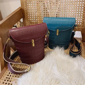 

Bags for women Women's bags Brand Originality Design wide shoulder strap bag 2019 casual stone bucket bag shoulder Messenger bag