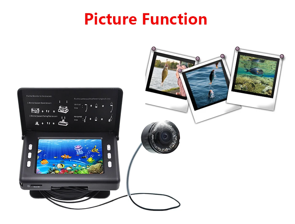 Fish Finder Underwater Fishing Camera 3.5 Inch Screen 15M Cable 8PCS Infrared Lamp Video Record Camera For Fishing