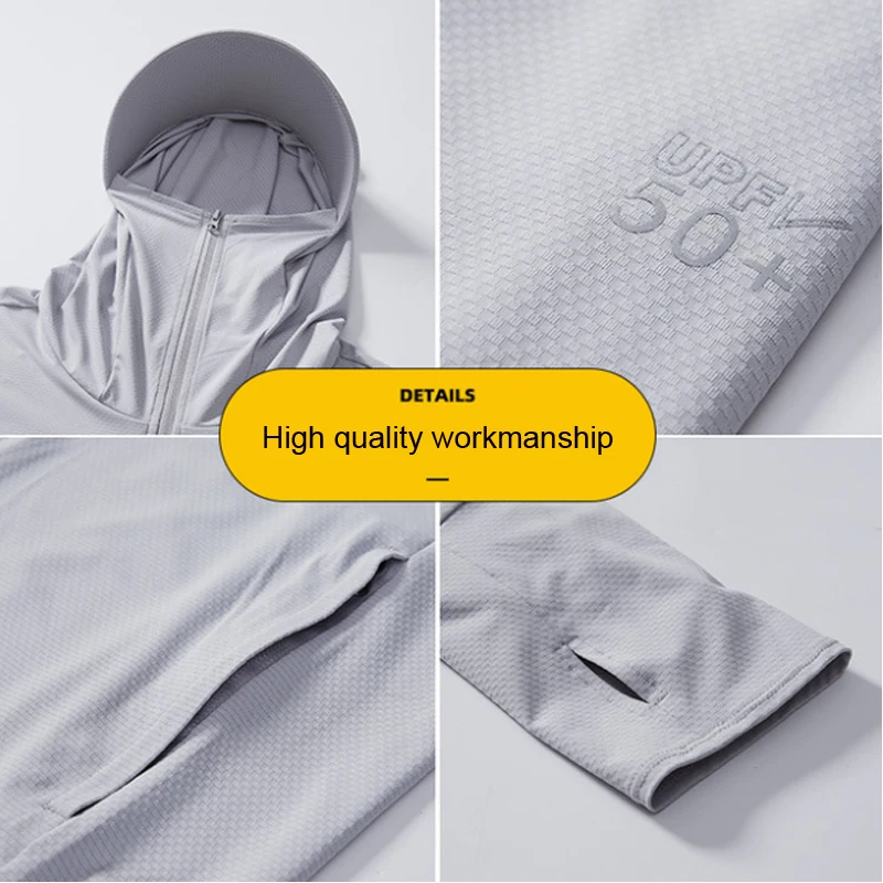 TRVLWEGO Summer Fishing Shirt UV Proof Quick Dry Thin Sunscreen UPF50+ Outwear Hooded Cycling Beach Clothes For Men Women fishing shirt