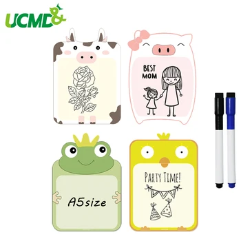 

4pcs Flexible A5 Size Magnetic Whiteboard Sticker for Fridge Magnets Message Board Memo Remind Record Notes with Marker Eraser