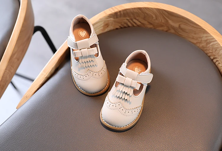 ULKNN Autumn New Girls Leather Shoes  Baby Beige Fashion Tassel Single Shoes Soft Sole Children's Casual Shoes For Kids Black children's shoes for sale