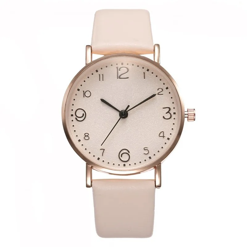 Reloj mujer простые кварцевые часы женские милые наручные часы с циферблатом модные кожаные аналоговые женские часы relogio feminino - Цвет: Light Pink