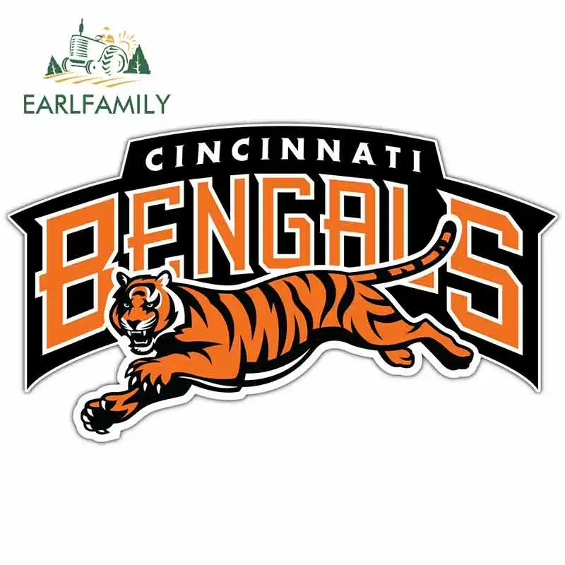 

EARLFAMILY 13cm x 7.7cm For Cincinnati Bengals Football Car Bumper Window Stickers Custom Printing Graffiti Sticker Waterproof
