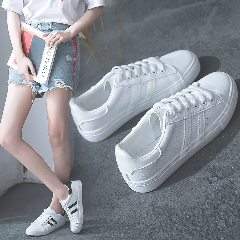505 White Популярные женские кроссовки; коллекция года; модная дышащая Вулканизированная обувь; женская обувь из искусственной кожи на платформе; женская повседневная обувь на шнуровке; цвет белый - Цвет: 505 White