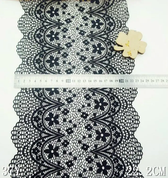 1 м цветочный узор черный с белым 20 см Ширина красивое эластичное кружево отделка Лента стрейч кружево отделка шитье ремесло DIY Одежда