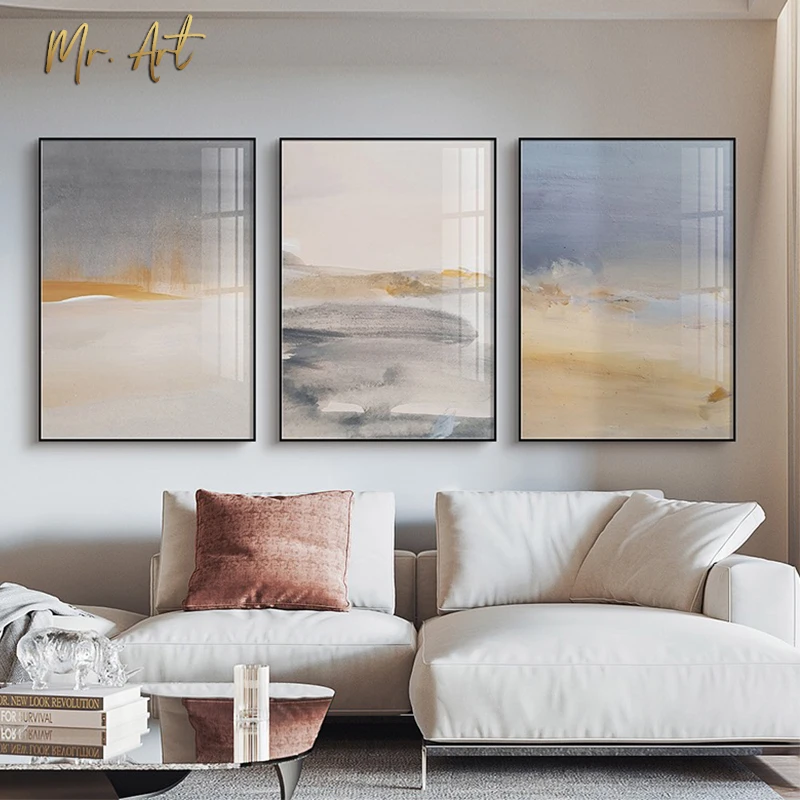 

Abstract Canvas Painting Blue and Grey Posters and Prints Nordic Wall Art Picture for Living Room Scandinavian Home Decoration