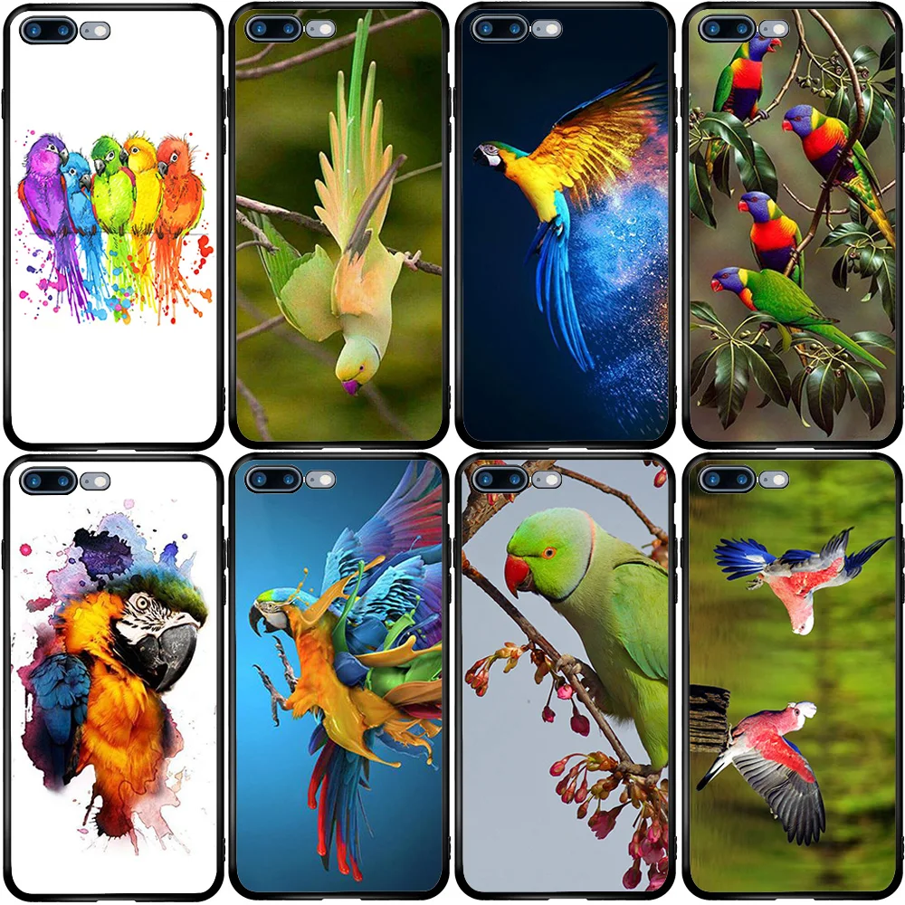 Чехол для телефона Xiaomi Redmi Note 10 9 9S 9A 8 8T 7 6 7A 6A 5A 5 A1 A2 A3 Pro Max Lite Rainbow Flower Bird Ringneck Parrot |