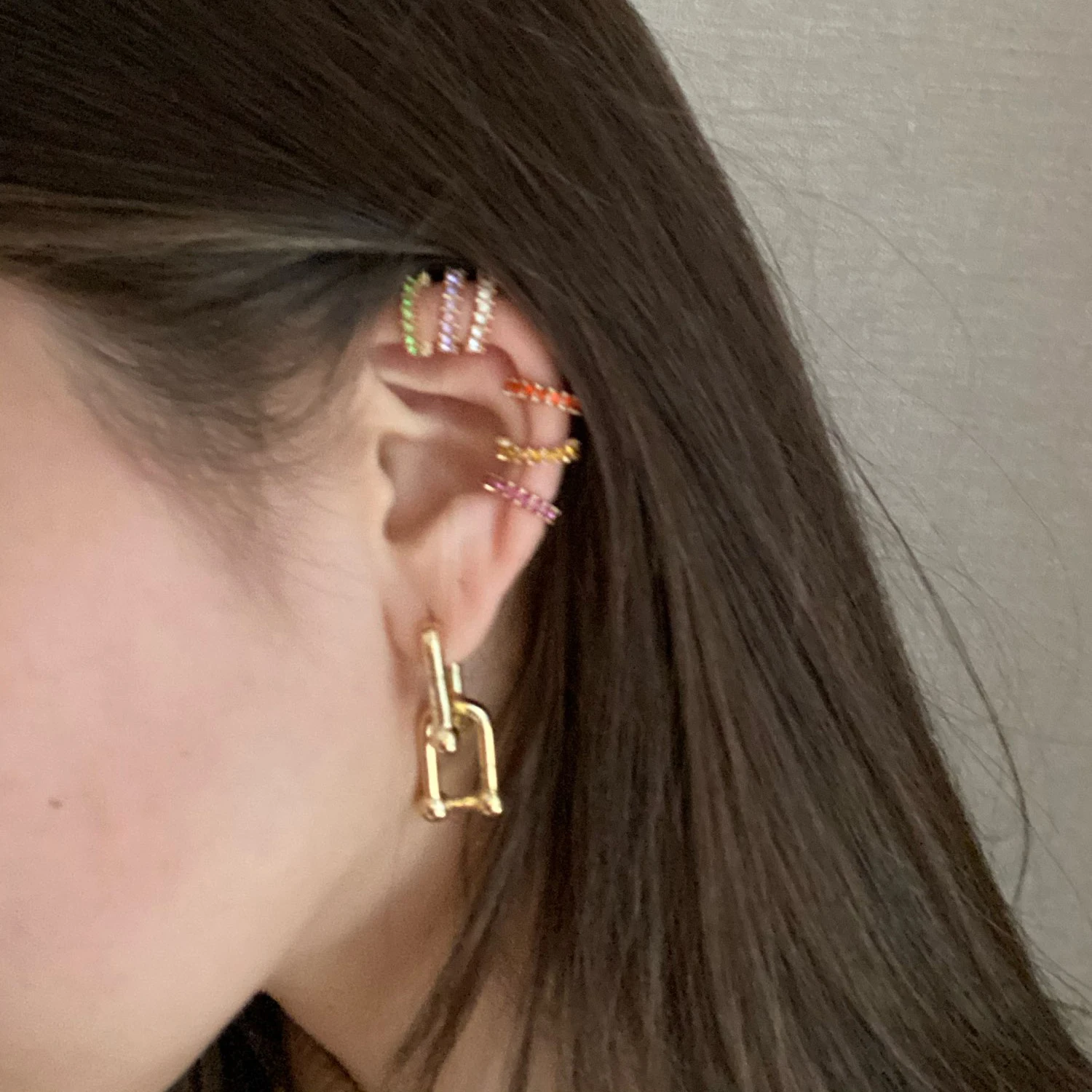 Ear Clip Earrings 6pcs Fashion Small Ear Cuff Set For Women Colorful Cubic Zirconia Clip Earring Stackable Cartilage No Pierced