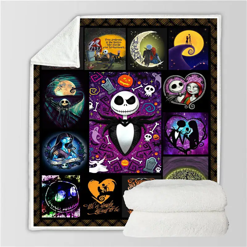 Вельветовое плюшевое покрывало с принтом Jack Skellington, покрывало для детей, шерстяное одеяло для девочек, покрывало для путешествий - Цвет: BZ122