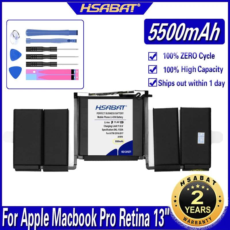 HSABAT A1819 5500mAh Аккумулятор для ноутбука Apple MacBook Pro 13 ''A1706 Macbook 13'' Сенсорная