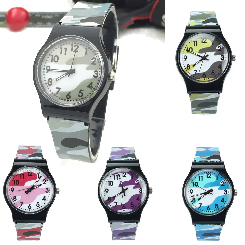 Silicone Camouflage Children Watch Quartz Wristwatch Student Watch kids Relogio Infantil Clock Gift For Girls Boy afbeelding