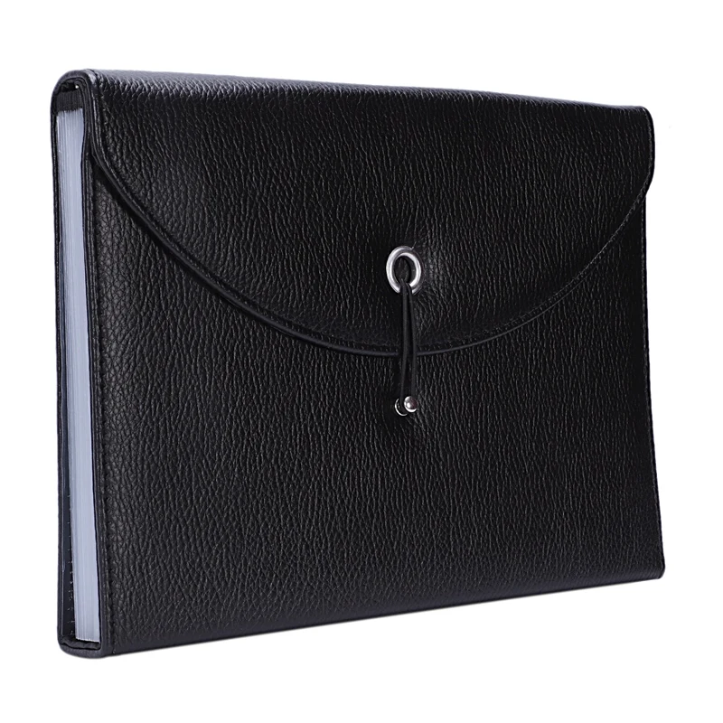 Расширяемый портативный портфель из искусственной кожи бизнес-органайзер для файлов сумка А4 и размер букв 13 карманов(черный