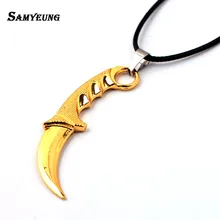 Game CSGO Karambit Butterfly Necklaces for Men CS GO Leather Chain Knife Weapon M9 Necklace