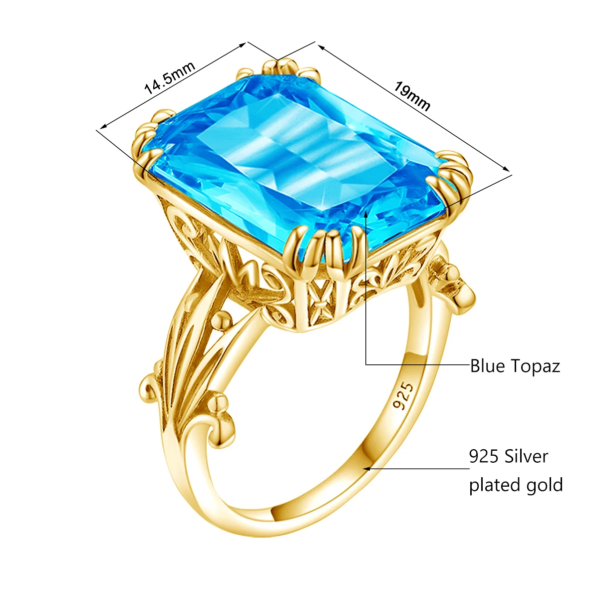 Details about   Birthstone Ring Sterling Silver or Yellow Gold Plated Silver Blue Topaz Ring BSL 