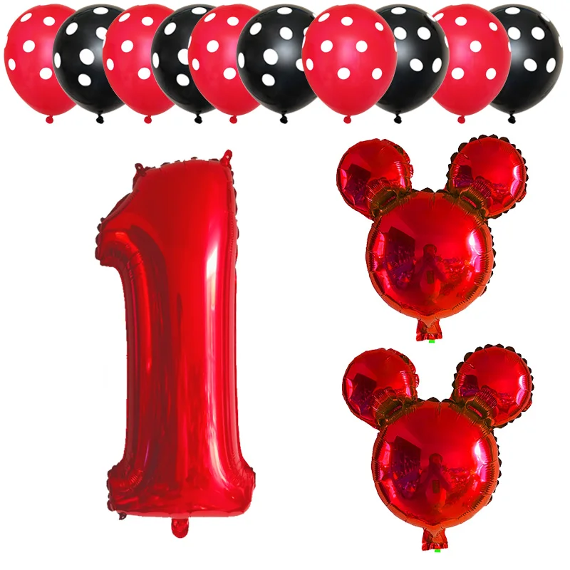

13pcs 32" Number 1 2 3 4 5 Foil Balloons 2.8g Latex Globos Baby Shower Birthday Party Decor Mickey Minnie Head Supplies Kids Toy