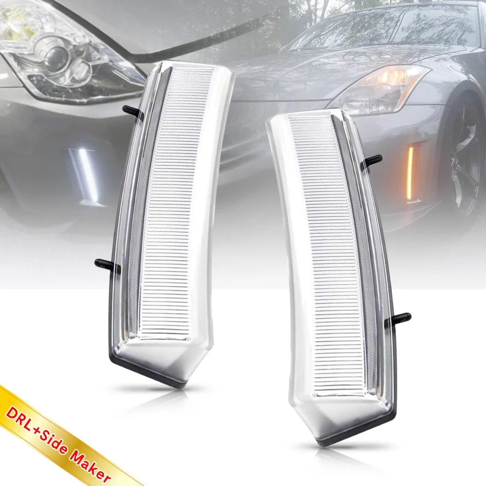 US $116.10 For Nissan 350ZZ33 0609 LED Bumper Reflector Lamp White DRL Daytime Running Light Amber Side Marker Turn Signal Indicator Lamp