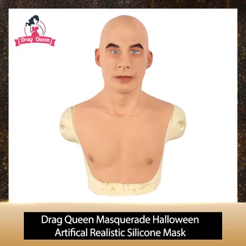 

Drag Queen Masquerade Halloween Artifical Realistic Silicone Mask Disguised Male Adult Full Head Man Face Party Cosplay Mask