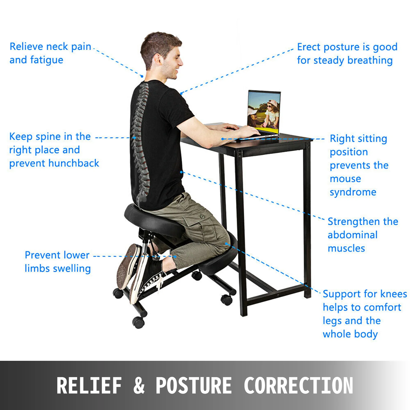 study chair Ergonomic Kneeling Chair Heavy Duty Better Posture Kneeling Stool Office Chair Home for Body Shaping Relieveing Stress Meditatio reception desk